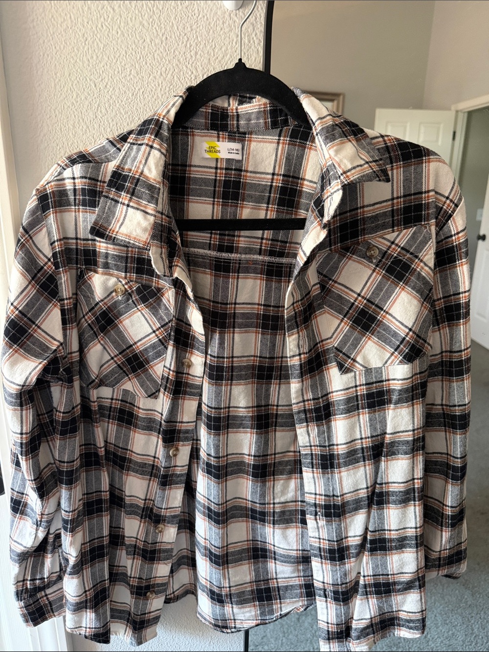 Epic Threads Plaid Button-Down Shirt - White, Black & Brown